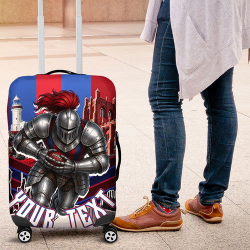 Personalised Newcastle Knights Rugby Luggage Cover Armored Knight Mascot City Landmark Graphic