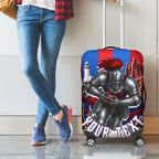 Personalised Newcastle Knights Rugby Luggage Cover Armored Knight Mascot City Landmark Graphic