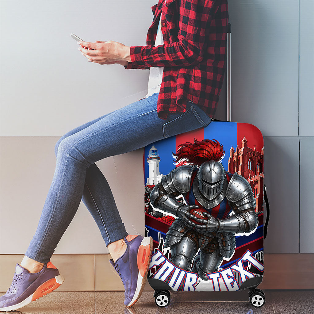 Personalised Newcastle Knights Rugby Luggage Cover Armored Knight Mascot City Landmark Graphic