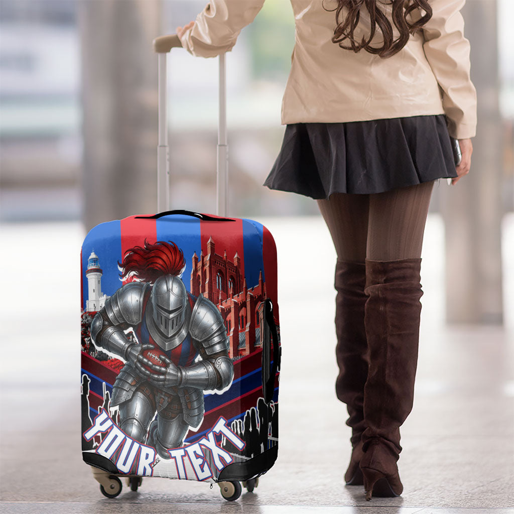 Personalised Newcastle Knights Rugby Luggage Cover Armored Knight Mascot City Landmark Graphic