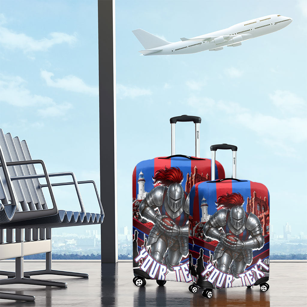 Personalised Newcastle Knights Rugby Luggage Cover Armored Knight Mascot City Landmark Graphic