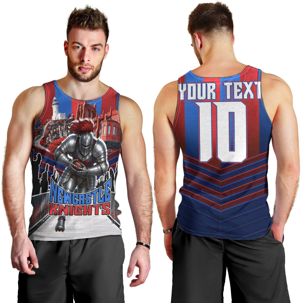 Personalised Newcastle Knights Rugby Men Tank Top Armored Knight Mascot City Landmark Graphic