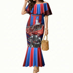 Personalised Newcastle Knights Rugby Mermaid Dress Armored Knight Mascot City Landmark Graphic