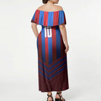 Personalised Newcastle Knights Rugby Off Shoulder Maxi Dress Armored Knight Mascot City Landmark Graphic