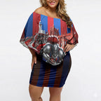 Personalised Newcastle Knights Rugby Off Shoulder Short Dress Armored Knight Mascot City Landmark Graphic