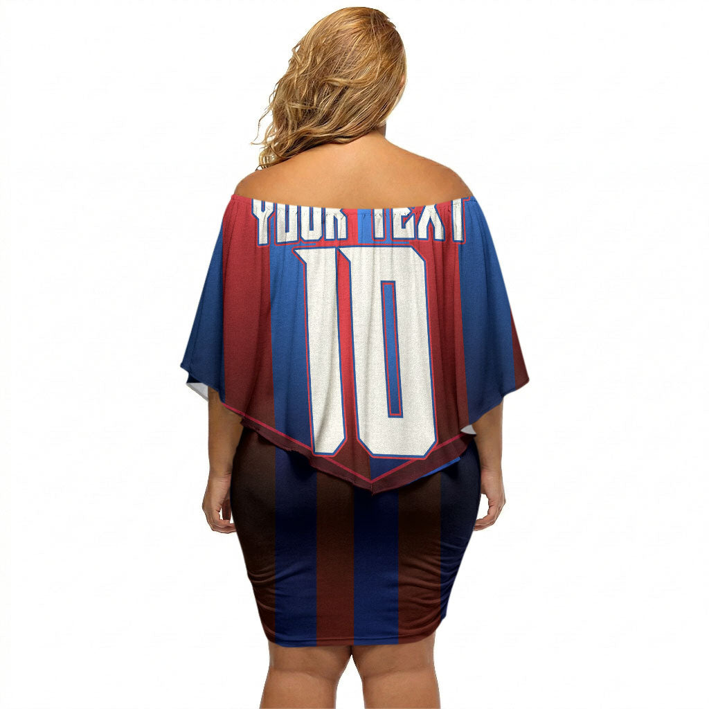 Personalised Newcastle Knights Rugby Off Shoulder Short Dress Armored Knight Mascot City Landmark Graphic