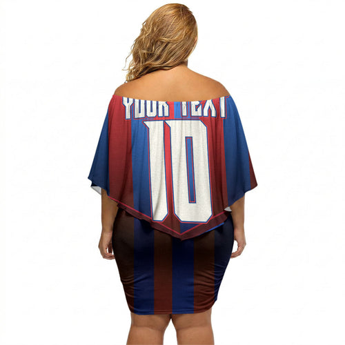 Personalised Newcastle Knights Rugby Off Shoulder Short Dress Armored Knight Mascot City Landmark Graphic