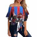 Personalised Newcastle Knights Rugby Off Shoulder Wrap Waist Top Armored Knight Mascot City Landmark Graphic