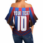 Personalised Newcastle Knights Rugby Off Shoulder Wrap Waist Top Armored Knight Mascot City Landmark Graphic