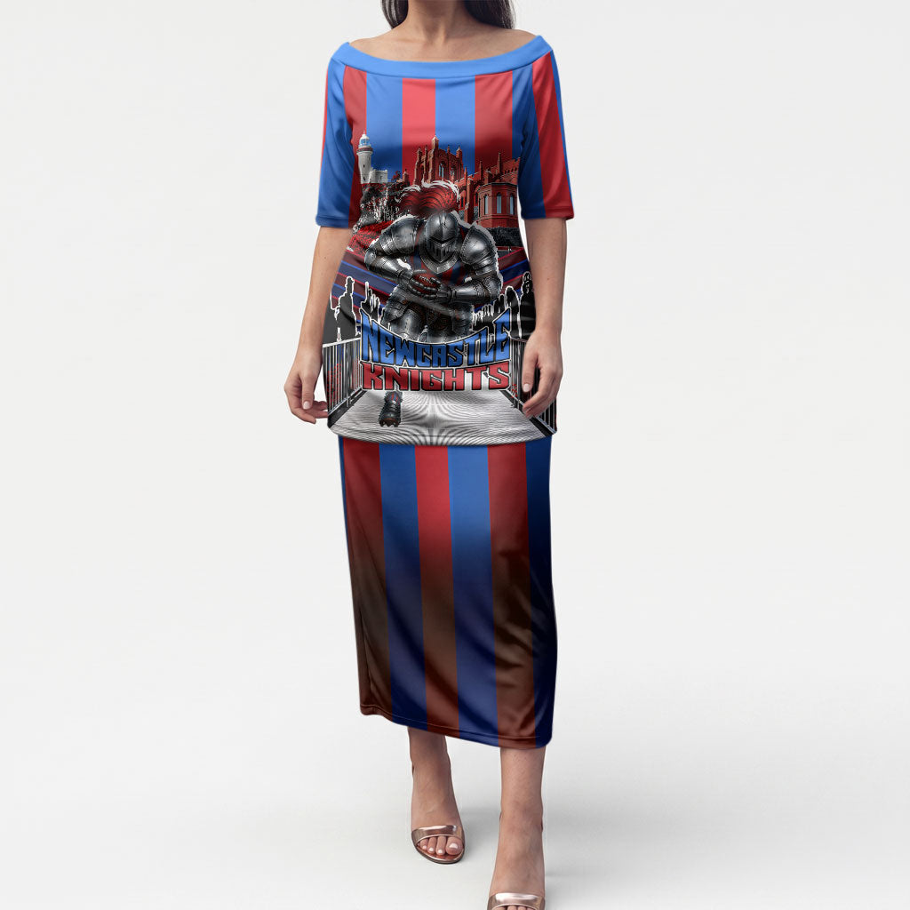 Personalised Newcastle Knights Rugby Puletasi Armored Knight Mascot City Landmark Graphic