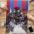 Personalised Newcastle Knights Rugby Puzzle Armored Knight Mascot City Landmark Graphic
