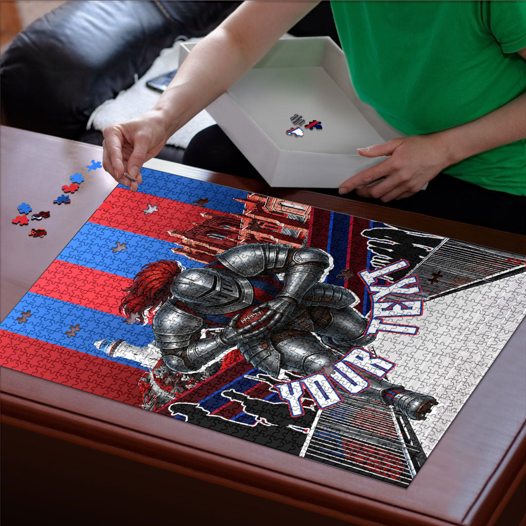 Personalised Newcastle Knights Rugby Puzzle Armored Knight Mascot City Landmark Graphic