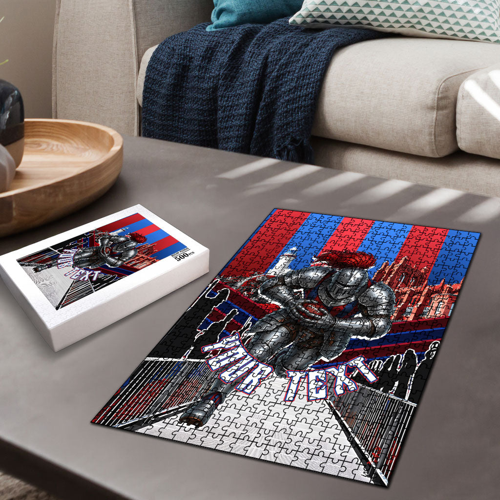 Personalised Newcastle Knights Rugby Puzzle Armored Knight Mascot City Landmark Graphic