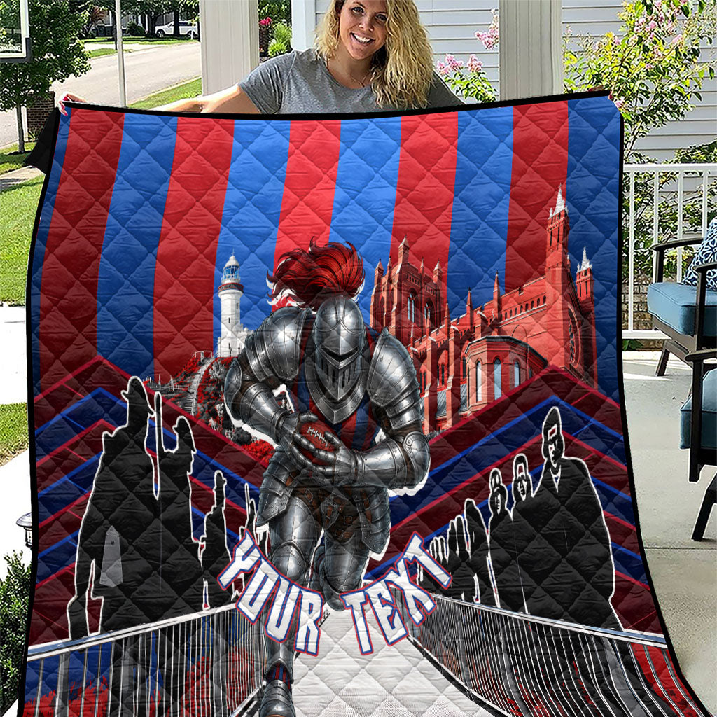 Personalised Newcastle Knights Rugby Quilt Armored Knight Mascot City Landmark Graphic