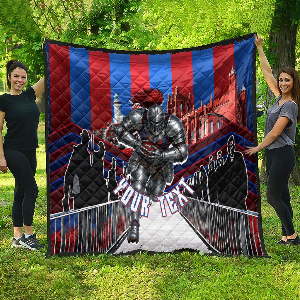 Personalised Newcastle Knights Rugby Quilt Armored Knight Mascot City Landmark Graphic
