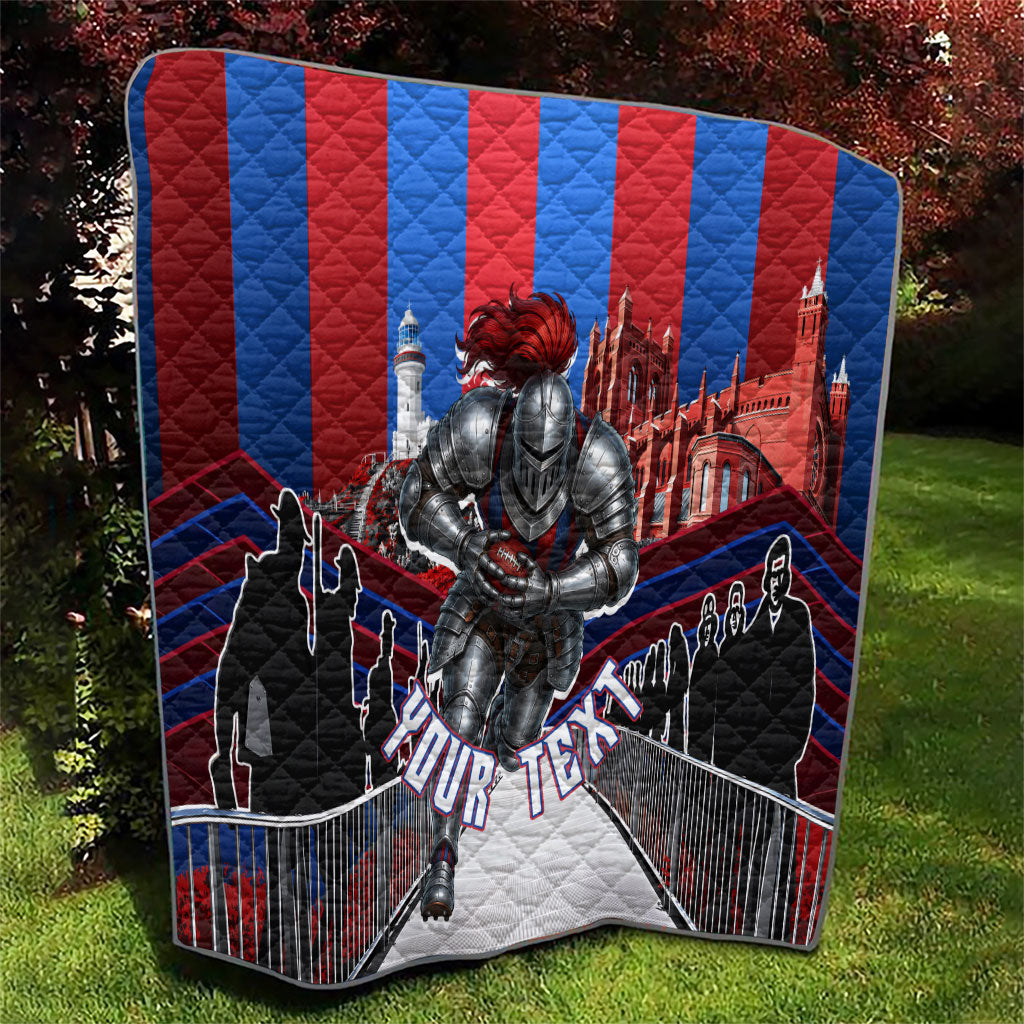 Personalised Newcastle Knights Rugby Quilt Armored Knight Mascot City Landmark Graphic