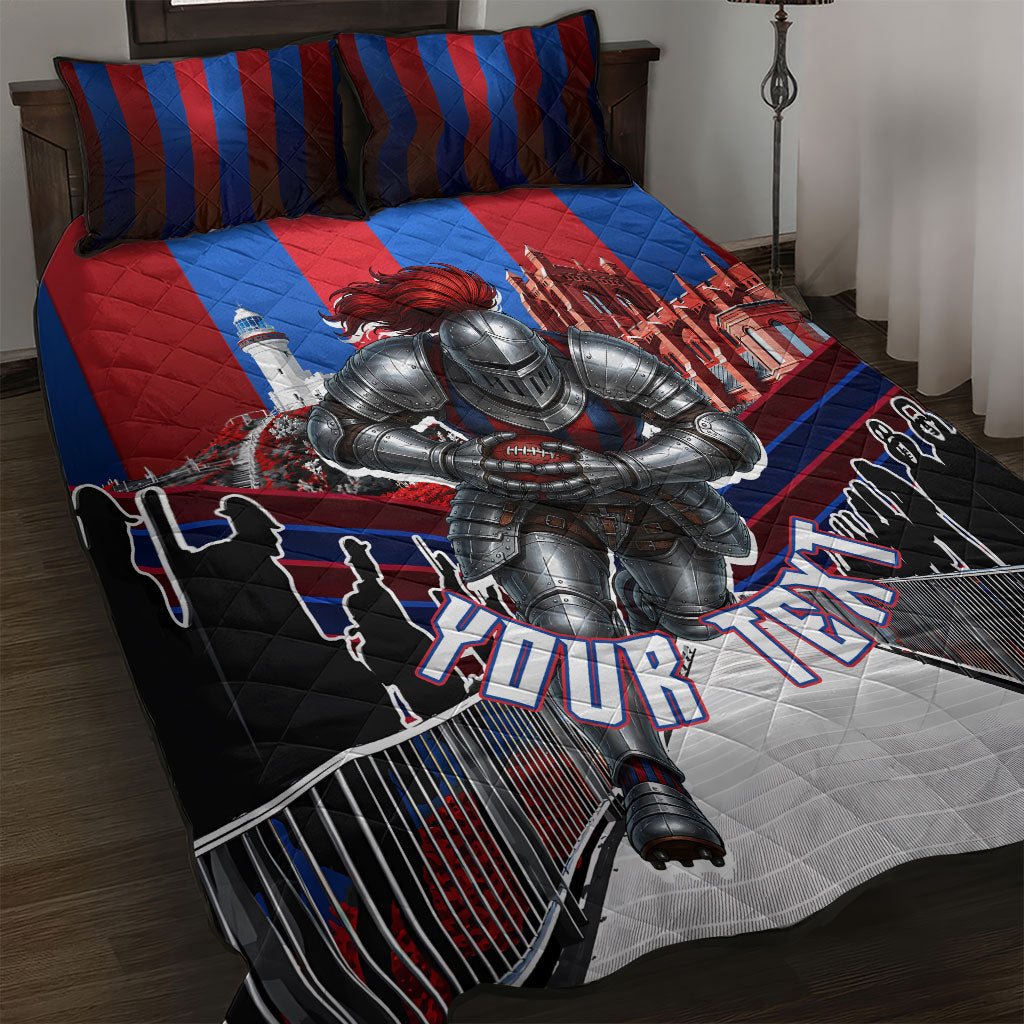 Personalised Newcastle Knights Rugby Quilt Bed Set Armored Knight Mascot City Landmark Graphic