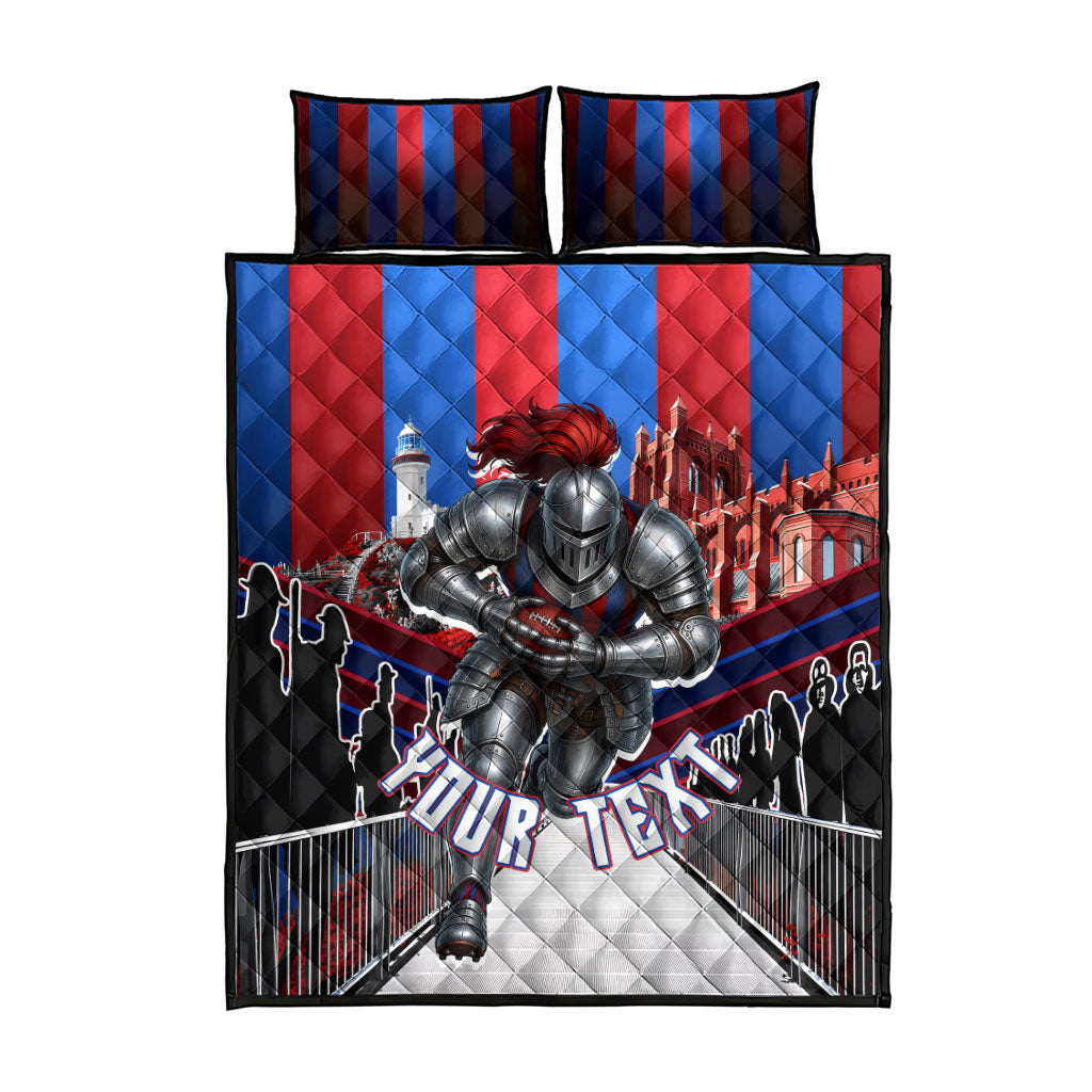 Personalised Newcastle Knights Rugby Quilt Bed Set Armored Knight Mascot City Landmark Graphic