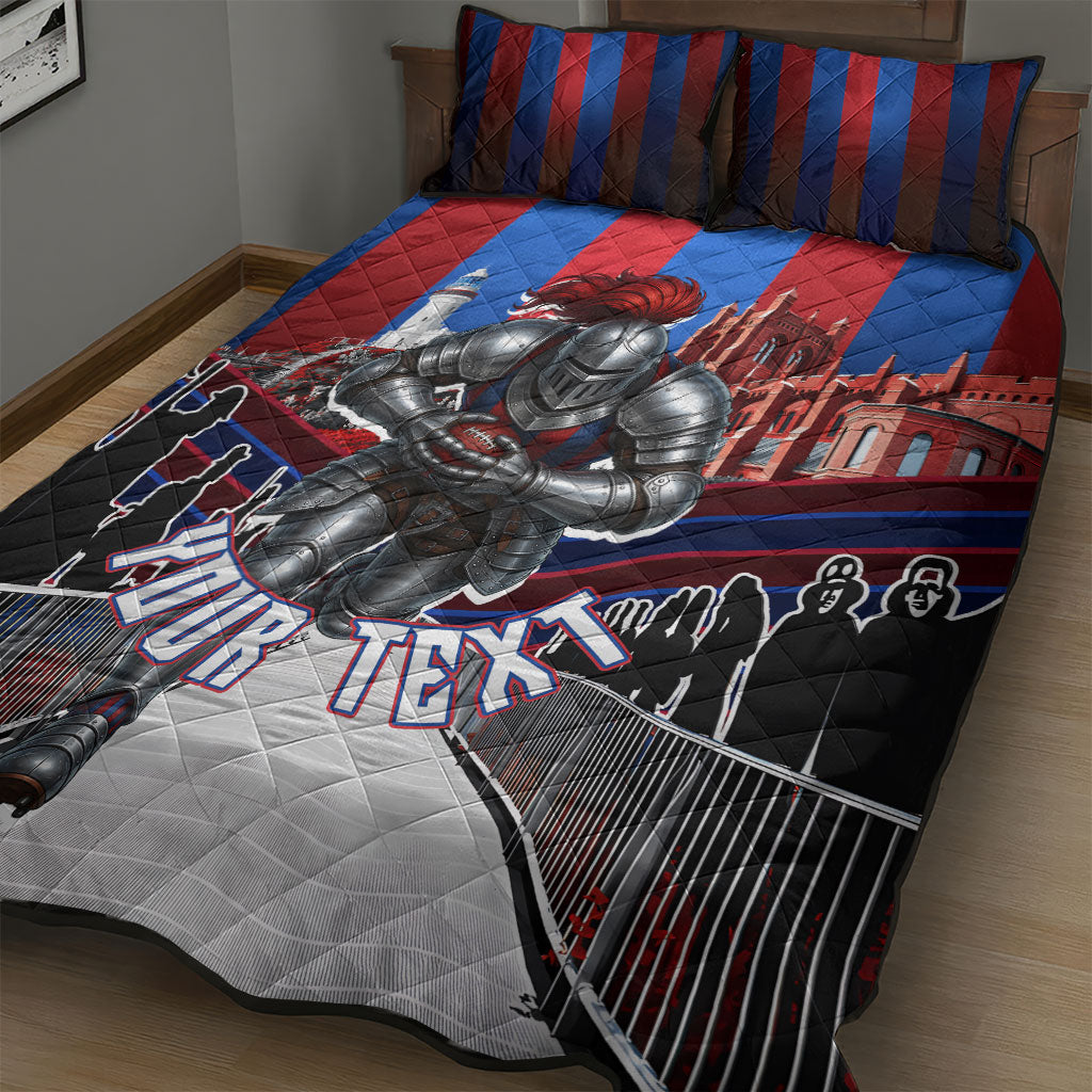 Personalised Newcastle Knights Rugby Quilt Bed Set Armored Knight Mascot City Landmark Graphic
