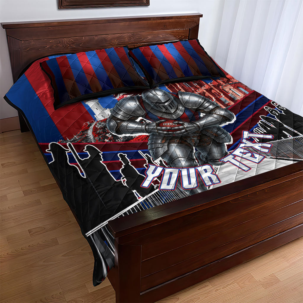 Personalised Newcastle Knights Rugby Quilt Bed Set Armored Knight Mascot City Landmark Graphic