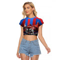 Personalised Newcastle Knights Rugby Raglan Cropped T Shirt Armored Knight Mascot City Landmark Graphic