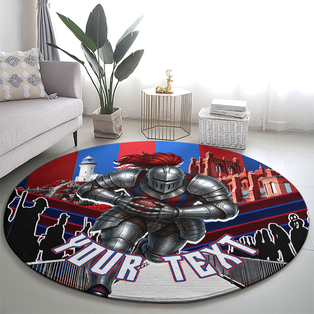 Personalised Newcastle Knights Rugby Round Carpet Armored Knight Mascot City Landmark Graphic