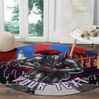 Personalised Newcastle Knights Rugby Round Carpet Armored Knight Mascot City Landmark Graphic