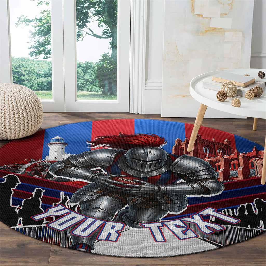 Personalised Newcastle Knights Rugby Round Carpet Armored Knight Mascot City Landmark Graphic