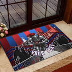 Personalised Newcastle Knights Rugby Rubber Doormat Armored Knight Mascot City Landmark Graphic