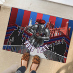 Personalised Newcastle Knights Rugby Rubber Doormat Armored Knight Mascot City Landmark Graphic