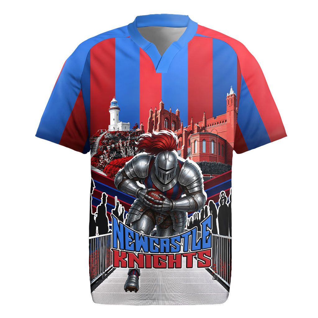 Personalised Newcastle Knights Rugby Rugby Jersey Armored Knight Mascot City Landmark Graphic
