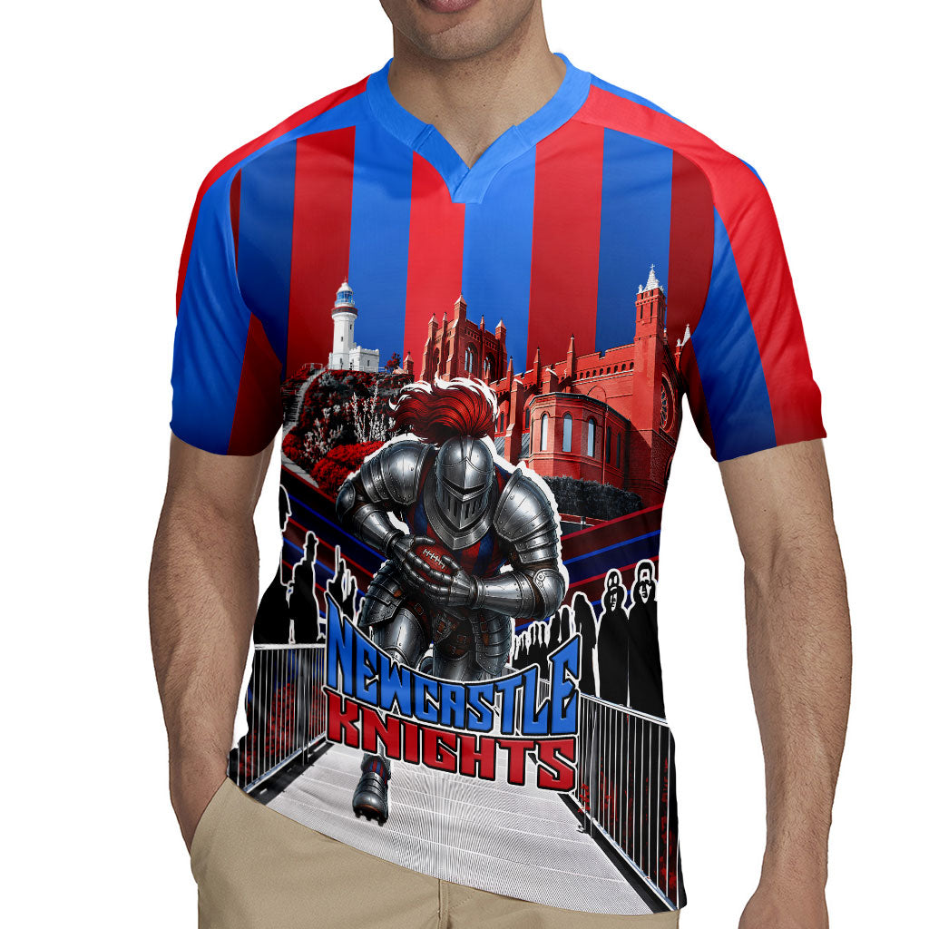 Personalised Newcastle Knights Rugby Rugby Jersey Armored Knight Mascot City Landmark Graphic