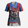 Personalised Newcastle Knights Rugby Scrub Top Armored Knight Mascot City Landmark Graphic