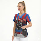 Personalised Newcastle Knights Rugby Scrub Top Armored Knight Mascot City Landmark Graphic