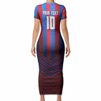 Personalised Newcastle Knights Rugby Short Sleeve Bodycon Dress Armored Knight Mascot City Landmark Graphic