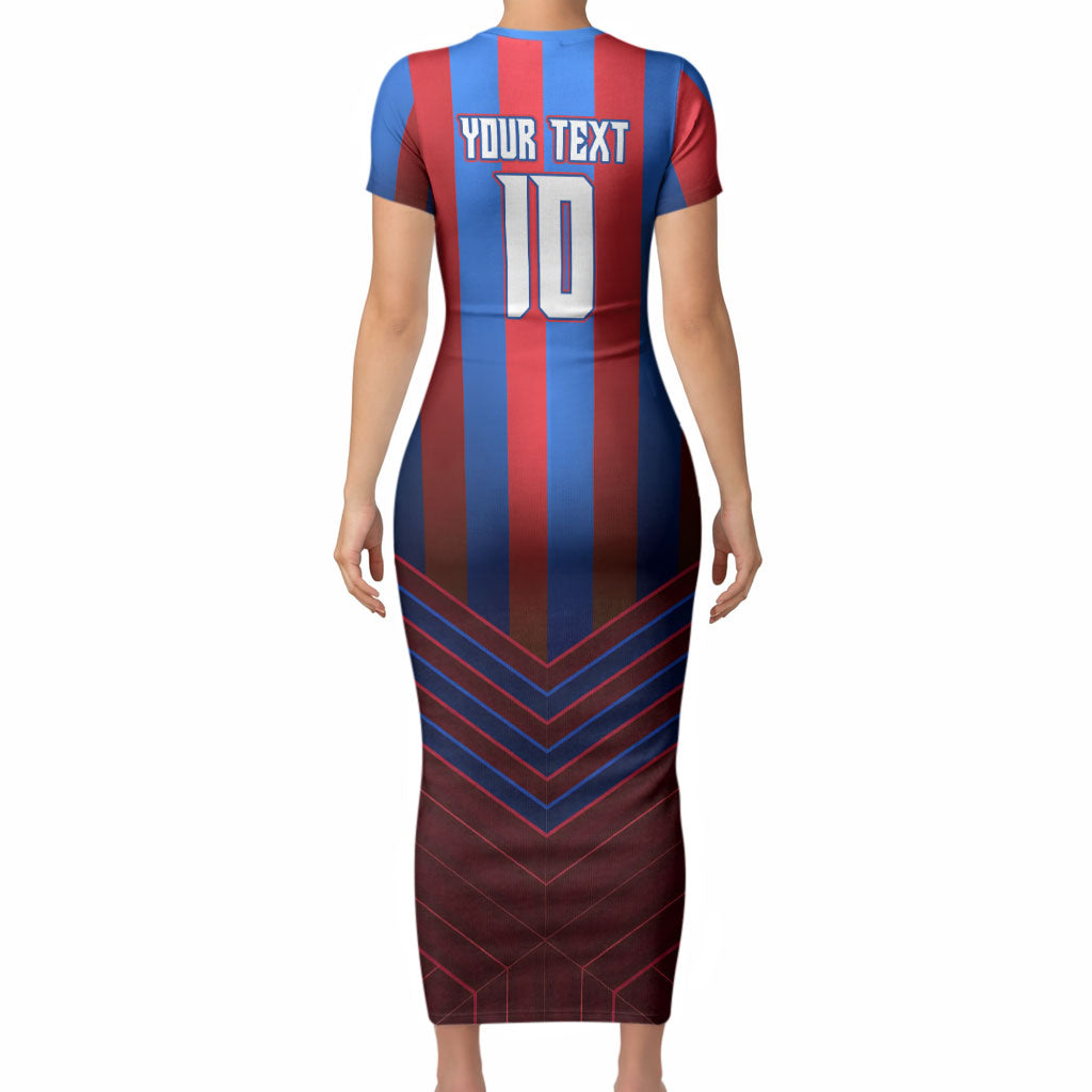 Personalised Newcastle Knights Rugby Short Sleeve Bodycon Dress Armored Knight Mascot City Landmark Graphic