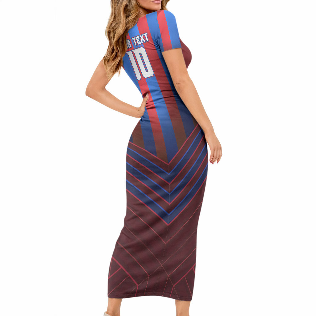 Personalised Newcastle Knights Rugby Short Sleeve Bodycon Dress Armored Knight Mascot City Landmark Graphic