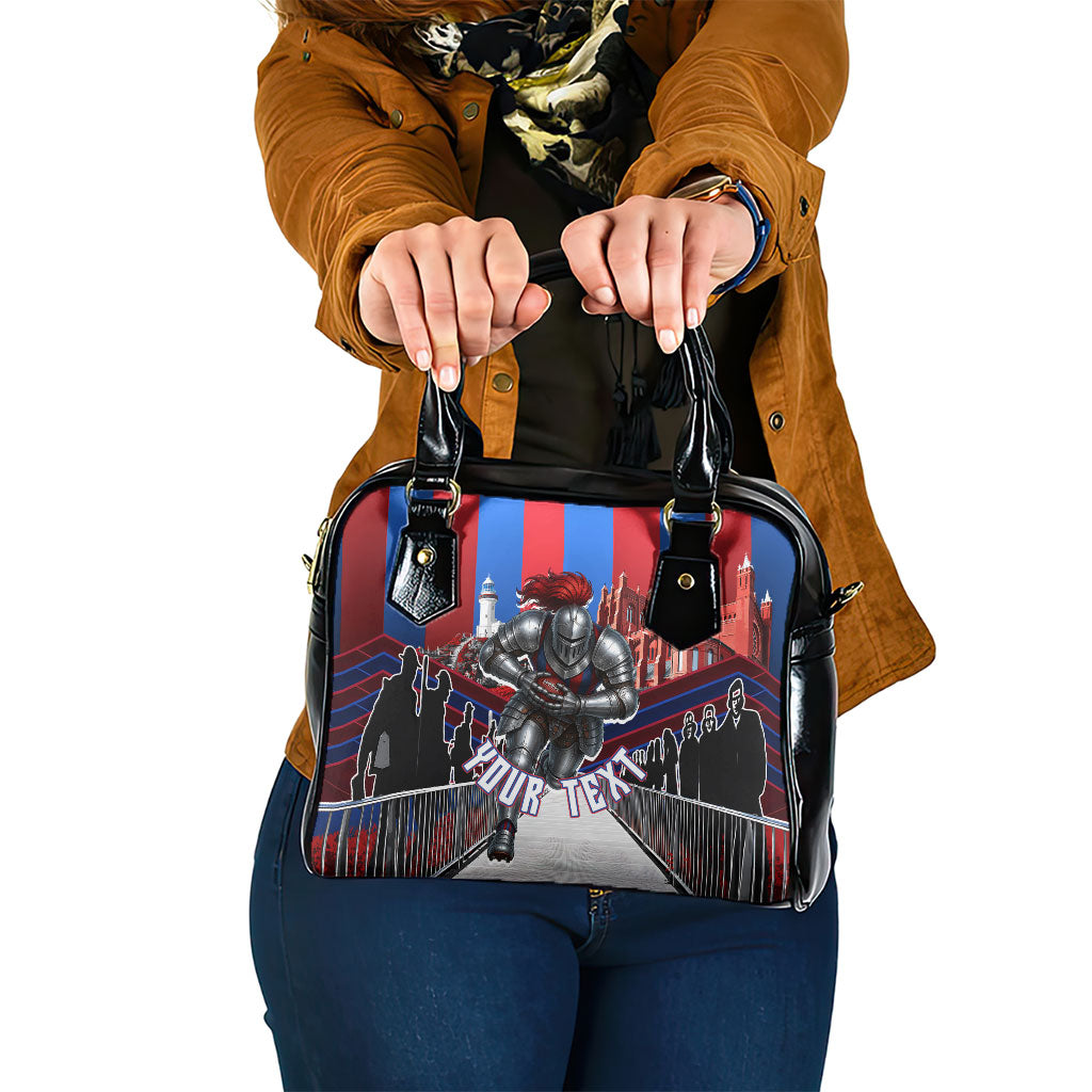 Personalised Newcastle Knights Rugby Shoulder Handbag Armored Knight Mascot City Landmark Graphic