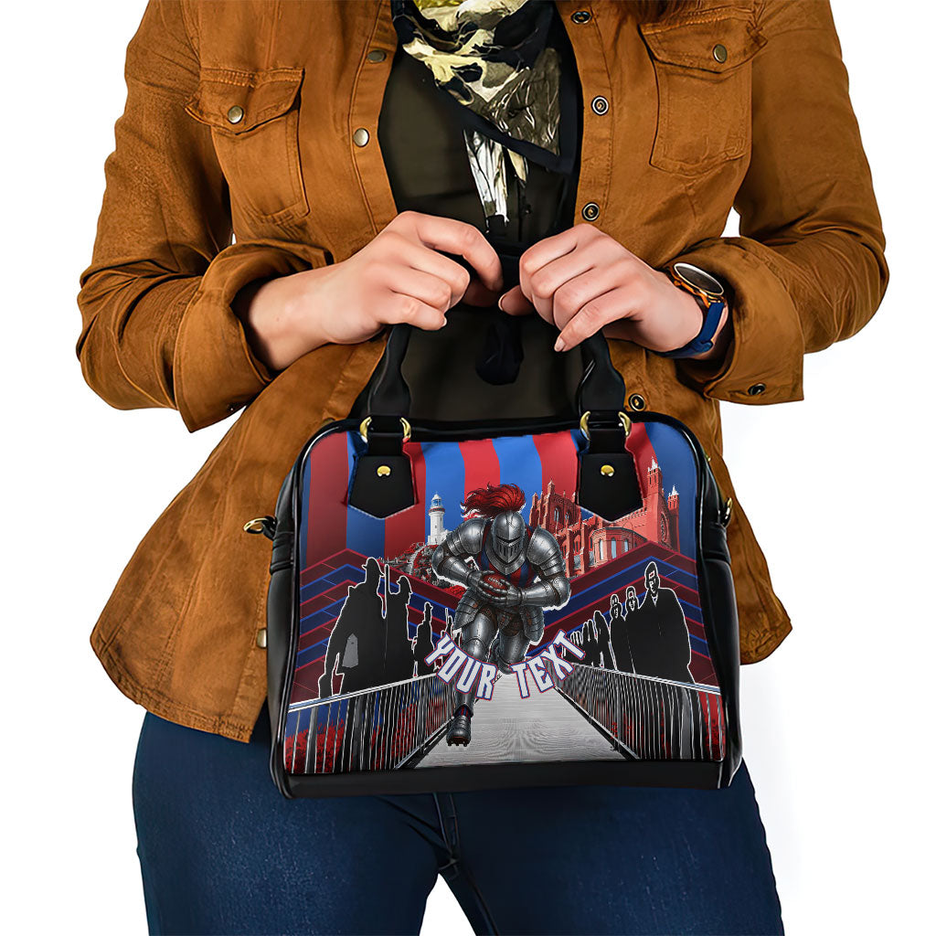 Personalised Newcastle Knights Rugby Shoulder Handbag Armored Knight Mascot City Landmark Graphic