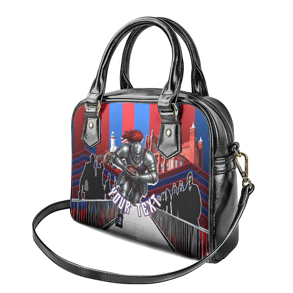 Personalised Newcastle Knights Rugby Shoulder Handbag Armored Knight Mascot City Landmark Graphic