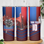 Personalised Newcastle Knights Rugby Skinny Tumbler Armored Knight Mascot City Landmark Graphic
