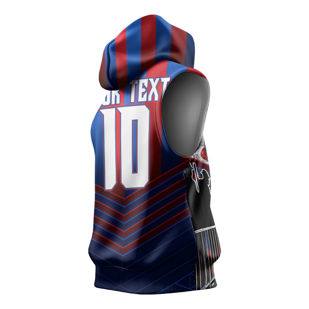 Personalised Newcastle Knights Rugby Sleeveless Hoodie Armored Knight Mascot City Landmark Graphic