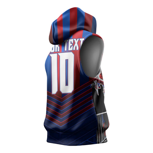 Personalised Newcastle Knights Rugby Sleeveless Hoodie Armored Knight Mascot City Landmark Graphic