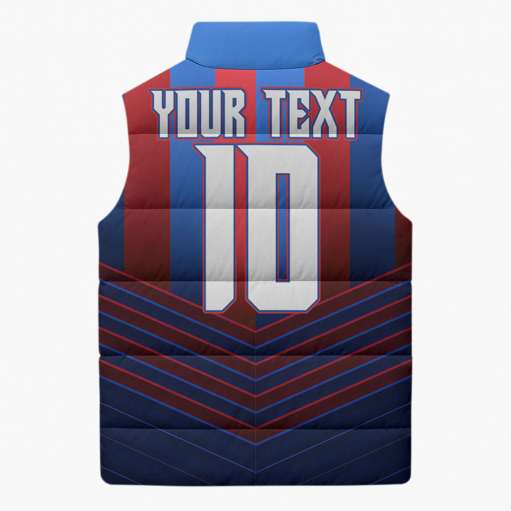 Personalised Newcastle Knights Rugby Sleeveless Puffer Jacket Armored Knight Mascot City Landmark Graphic