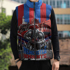 Personalised Newcastle Knights Rugby Sleeveless Puffer Jacket Armored Knight Mascot City Landmark Graphic