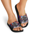 Personalised Newcastle Knights Rugby Slide Sandals Armored Knight Mascot City Landmark Graphic