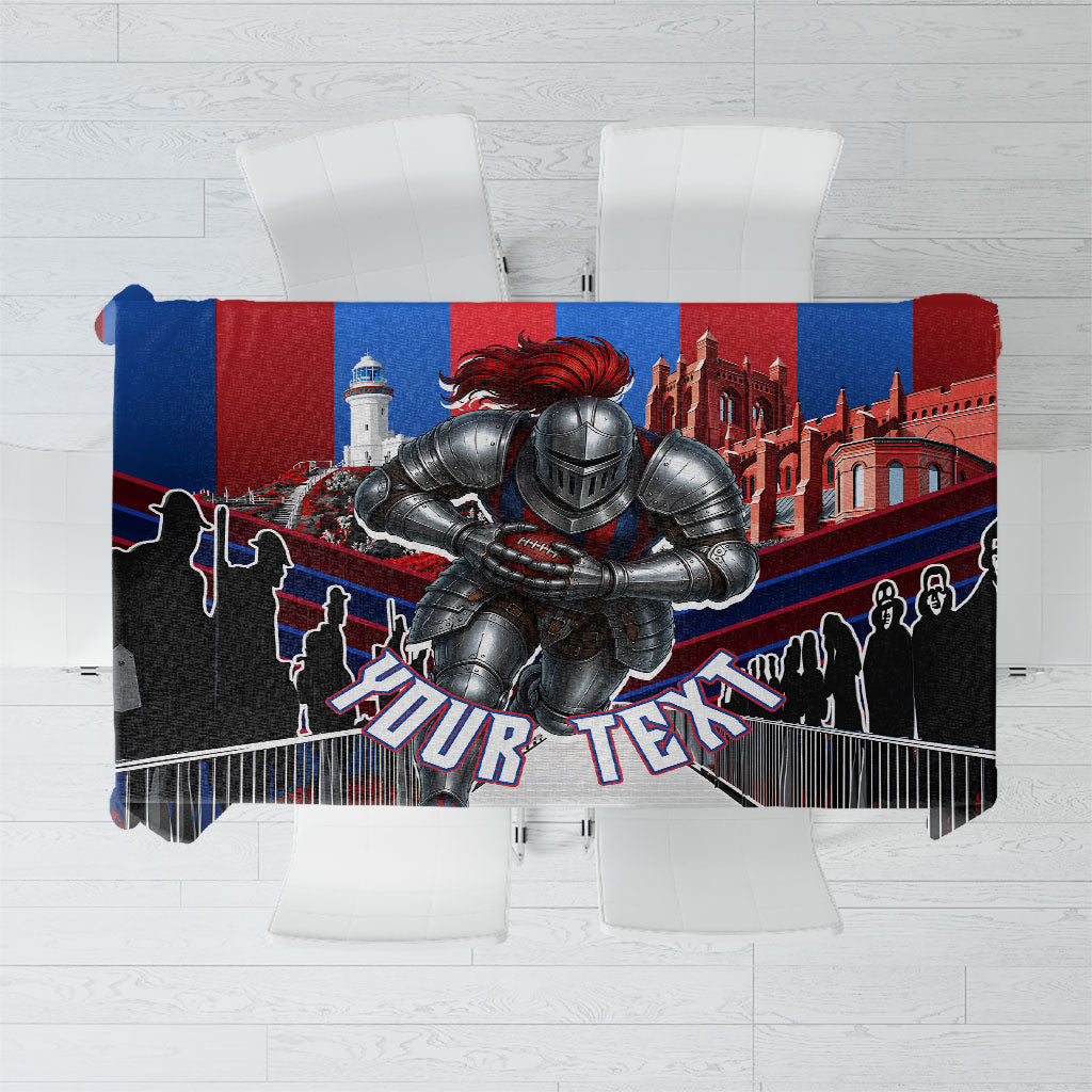 Personalised Newcastle Knights Rugby Tablecloth Armored Knight Mascot City Landmark Graphic