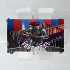 Personalised Newcastle Knights Rugby Tablecloth Armored Knight Mascot City Landmark Graphic
