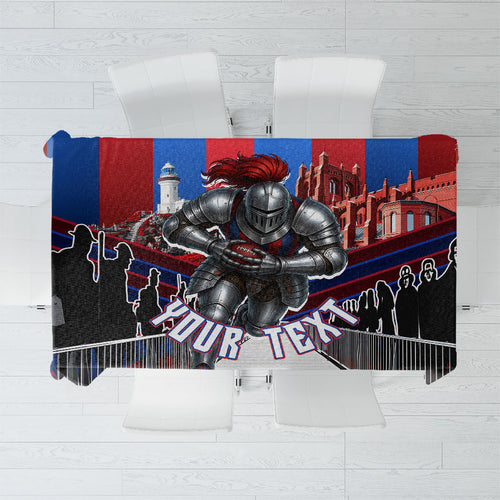 Personalised Newcastle Knights Rugby Tablecloth Armored Knight Mascot City Landmark Graphic