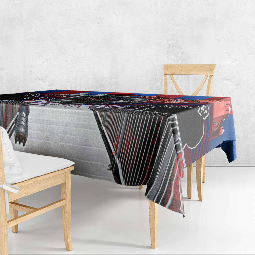 Personalised Newcastle Knights Rugby Tablecloth Armored Knight Mascot City Landmark Graphic